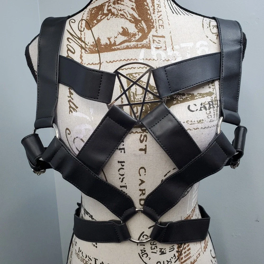 Killstar Age of Darkness Chest Harness Belt Unisex O/S Black Leather KSRA003387